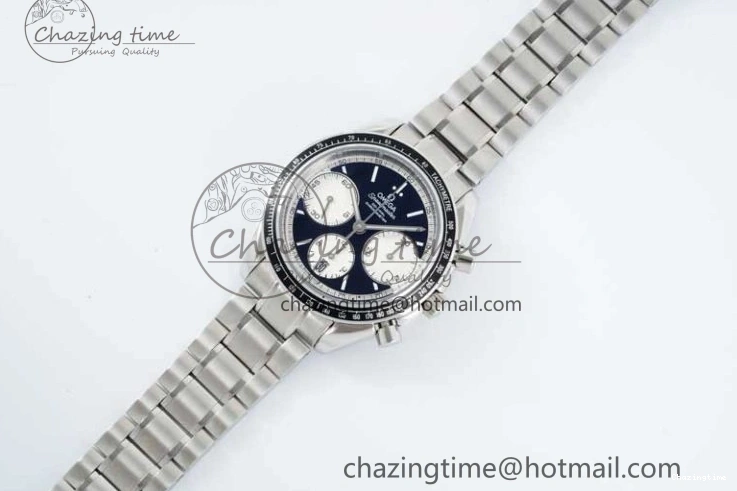 0720 Cozy Speedmaster Racing Master SS HKF Best Edition Black White Dial on SS Bracelet A 7807